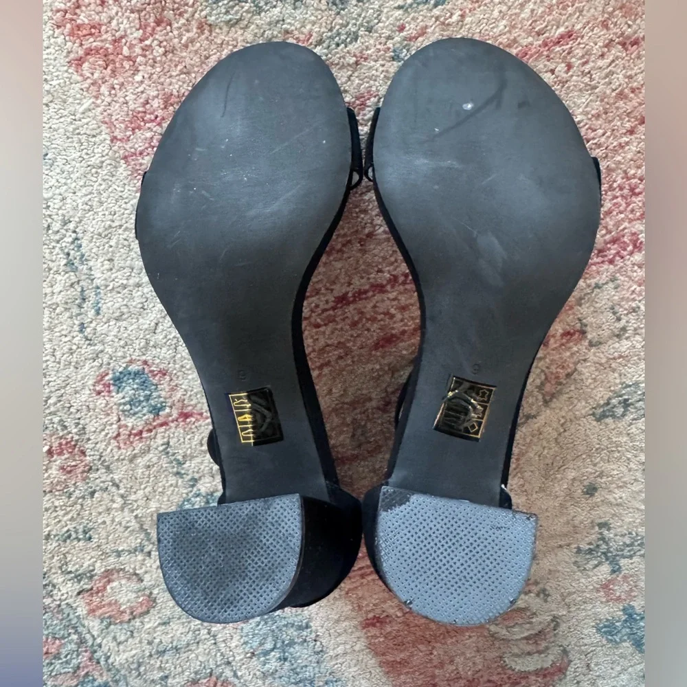 JEFFREY CAMPBELL Lindsay Faux Suede Block Heel Sandals Black Size 9